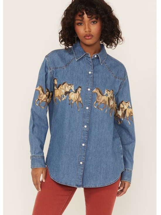 Wrangler Denim - Wrangler Western Running Horse Denim Western Shirt